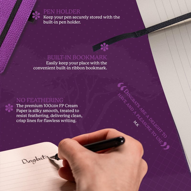 Dingbats* Notebooks Dingbats* Wildlife Lined Writing Journal Notebook A5 - Vegan Leather Hardcover - Ideal for Work, Travel - Pocket, Elastic Closure, & Bookmark - Image 3